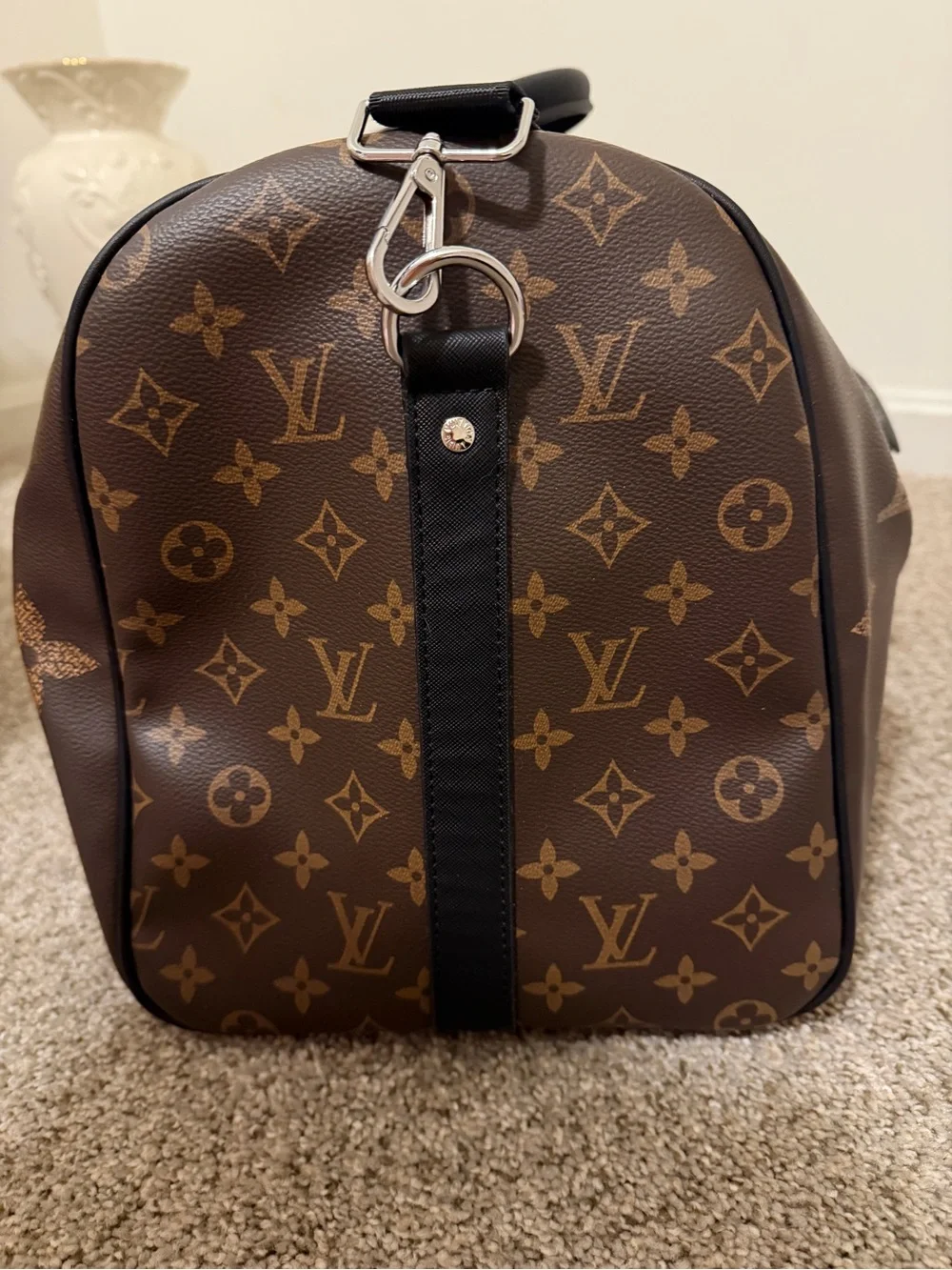 COPY - Louis Vuitton Brown Monogram Canvas & Black Trim Duffel